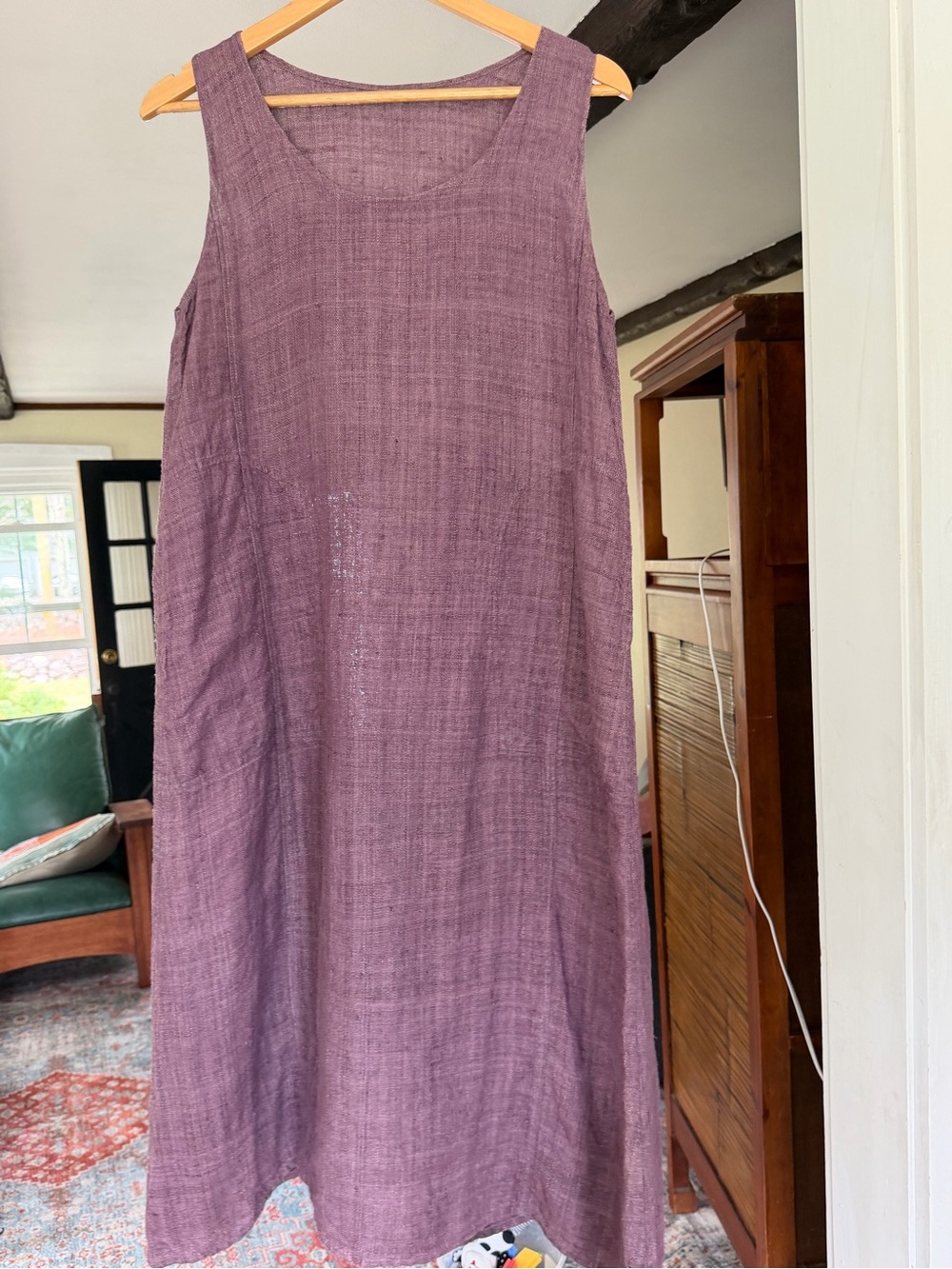 NEW Handmade in Thailand Sleeveless Linen Blend A-Line Dress in Dusty Lavender